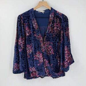 Anthropologie Floreat Japonica Velvet Burnout Printed Kimono Top M Date Night